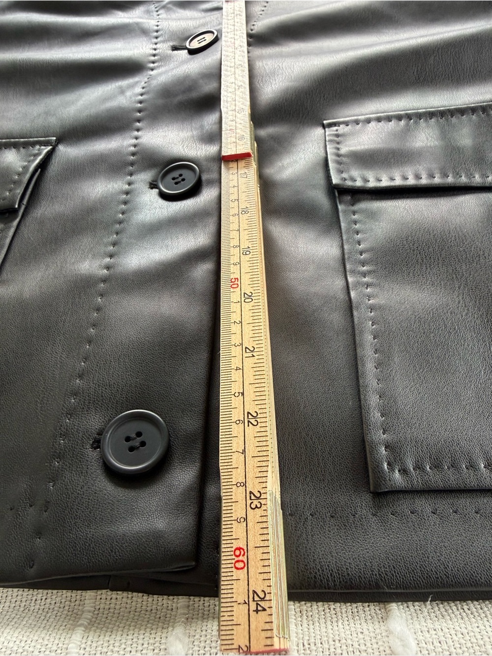 Max Studio Black Faux Leather Button-Front Jacket Oversized - Picture 10 of 16